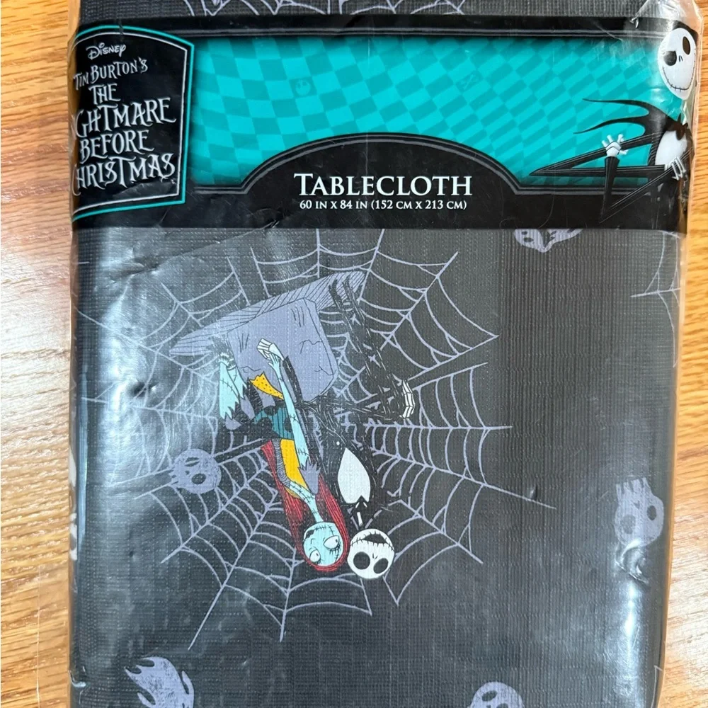 New Disney The Nightmare Before Christmas Tablecloth - Black and Gray